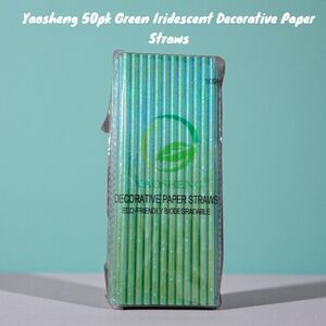 YAOSHENG Decorative Paper Straws Iridescent Green 100ct